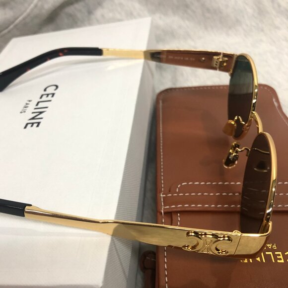 Celine Triomphe Metal Sunglasses in Metal Gold / Green - Picture 7 of 7